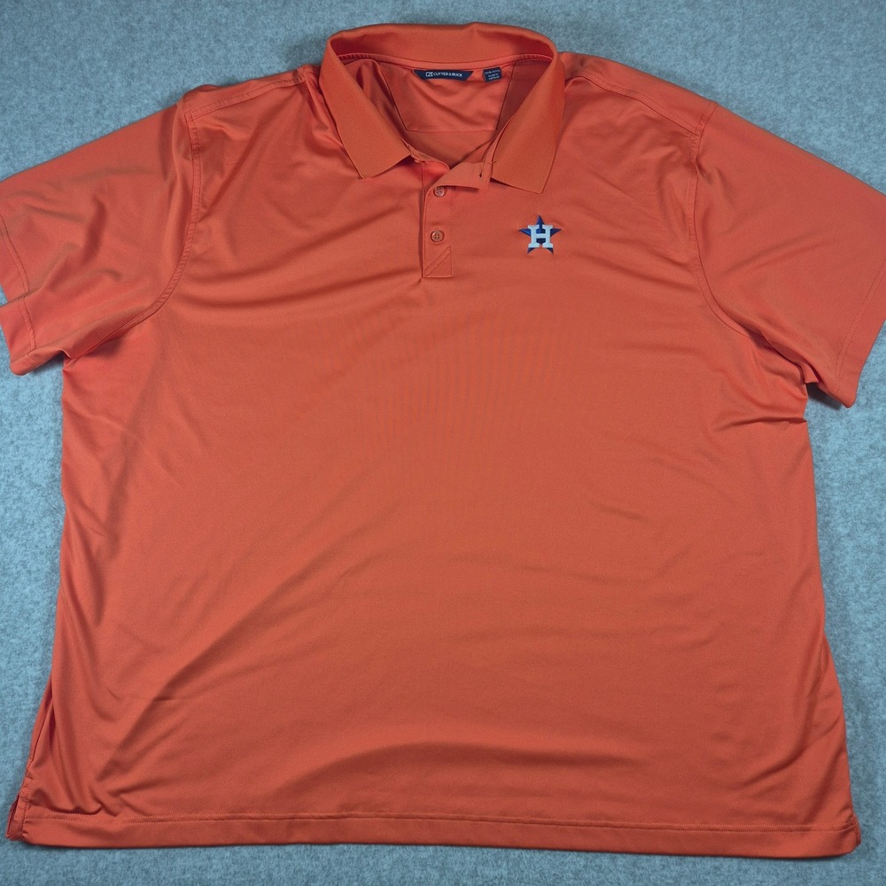 Cutter & Buck Polo Shirt Mens 5XB Orange Houston Astros MLB Short Sleeve Logo